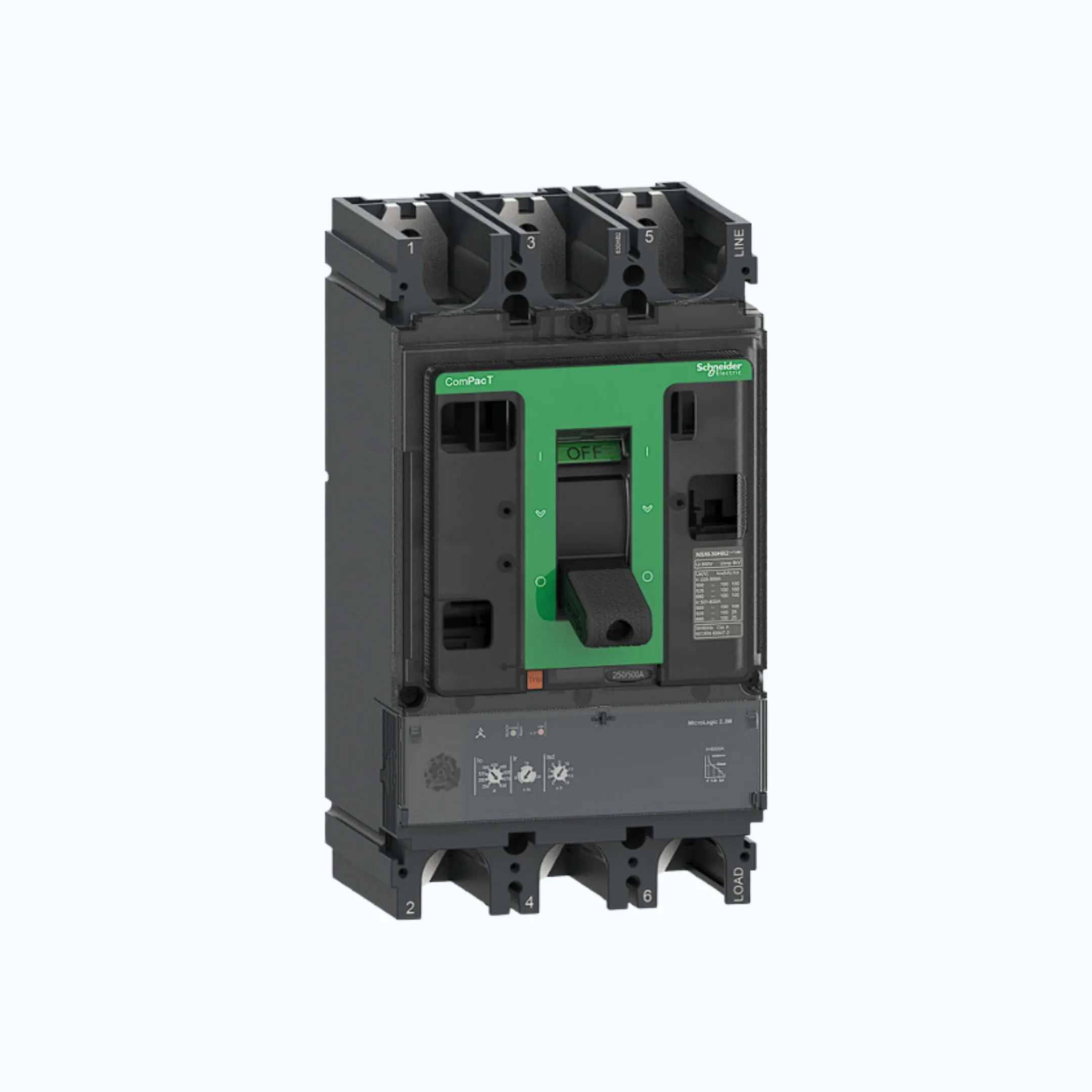 Schneider ComPacT NSX100 - 630A dengan N (50kA), 3P- MicroLogic 2.3-M 500A 250-5