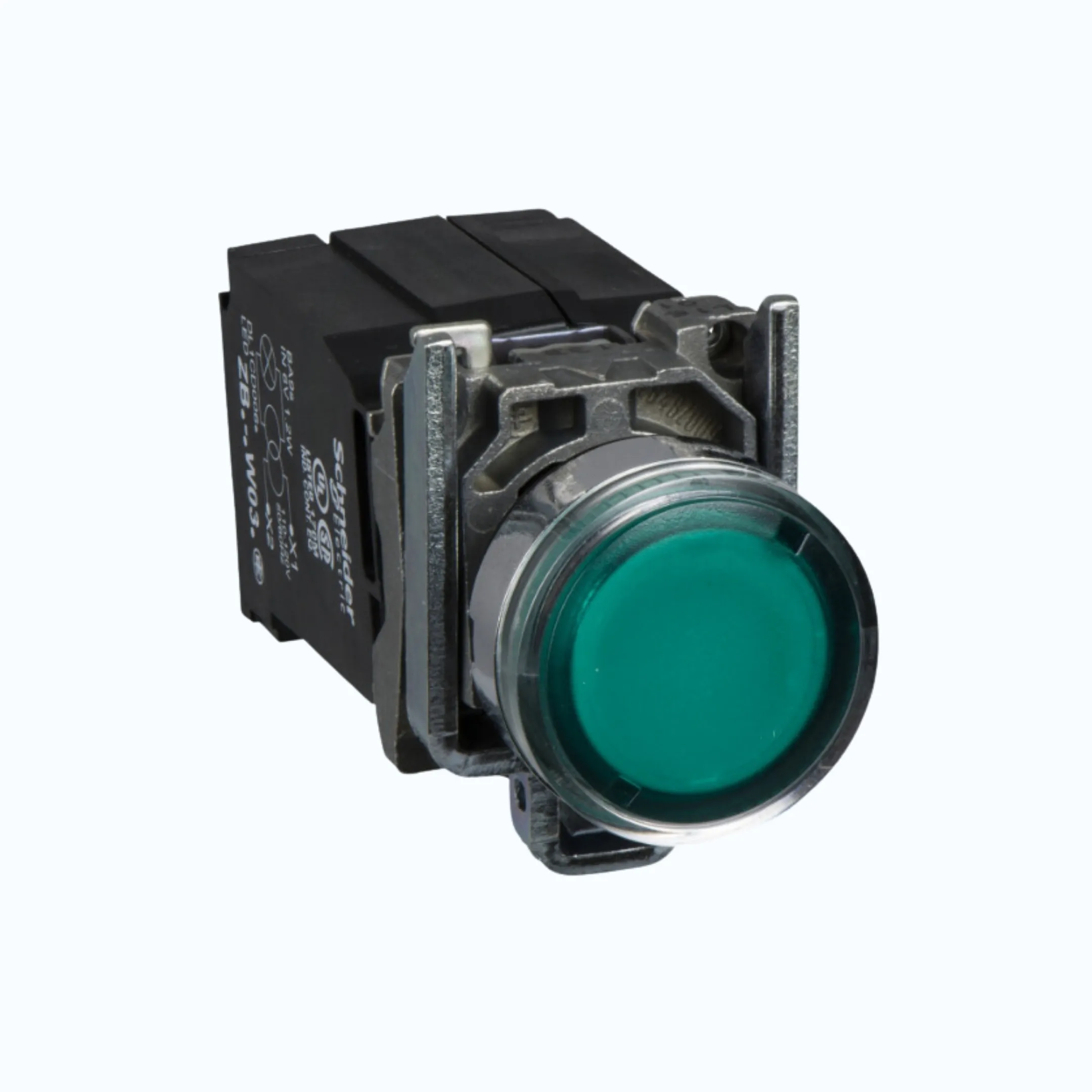 Schneider Push Button Iluminasi- 230 V AC 1 N/O + 1N/C Hijau-XB4BW3345