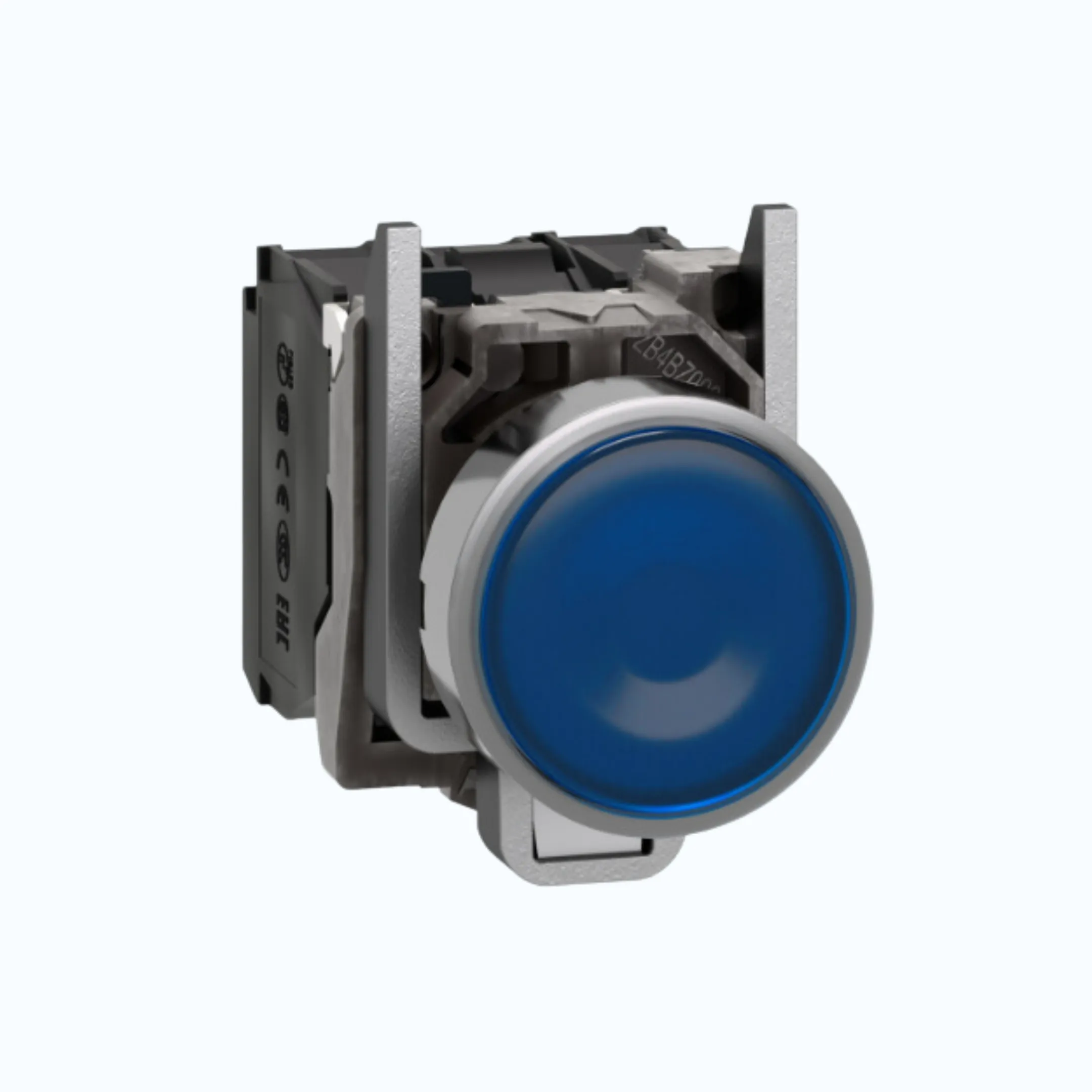 Schneider Push Button Iluminasi- 24 V AC/DC 1 N/O + 1 N/C Biru-XB4BW36B5