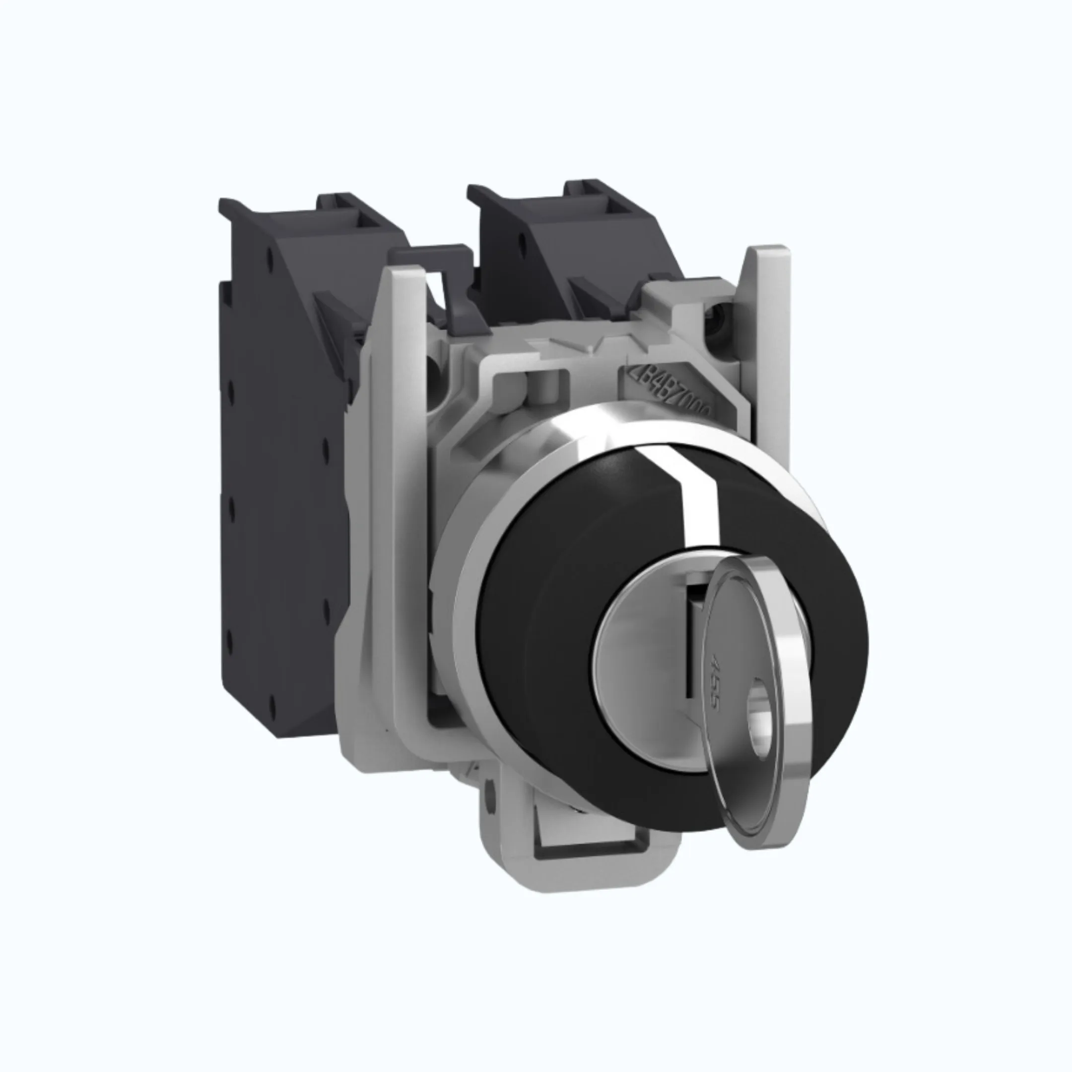 Schneider Key Switch- 3 pos stay put cabut kunci di tengah 2 N/O Hitam-XB4BG33