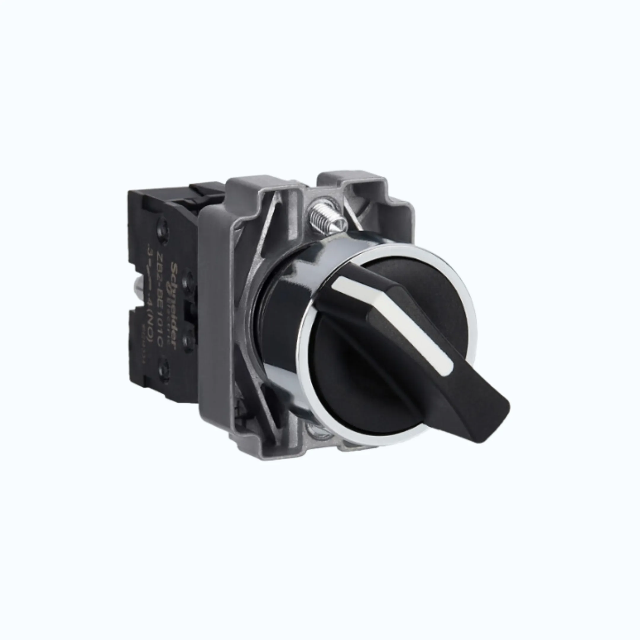 Schneider Selector Switch- Handle standar, warna Hitam-1 NO 2-spring return-XB2B