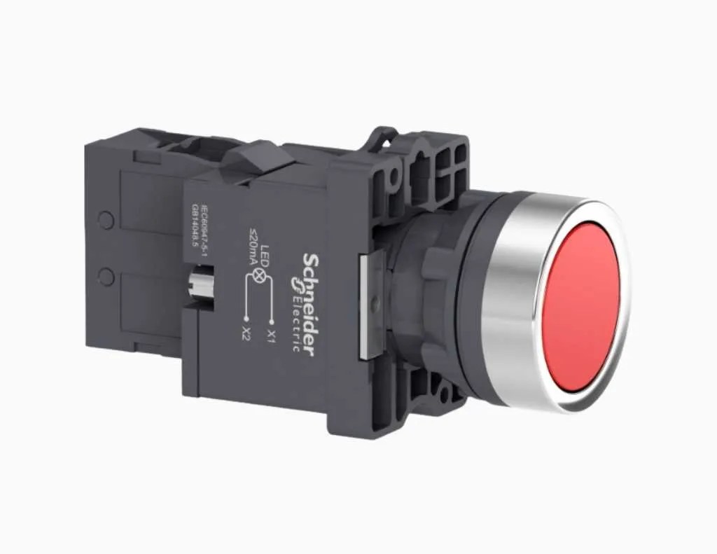Schneider Push Button, IP54 Merah-XA2EW34M1