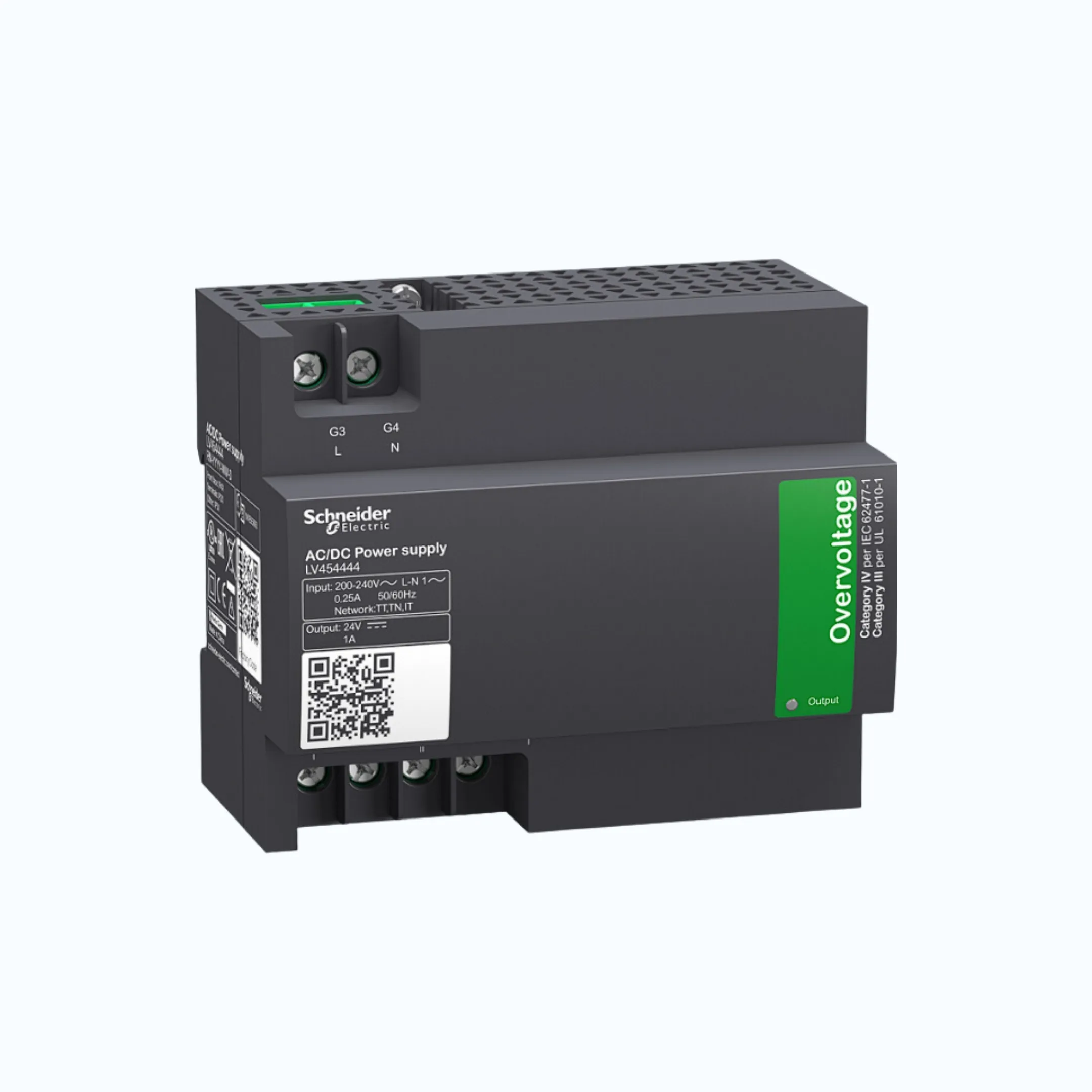 Schneider Modul catu daya Eksternal 24 VDC - 1 A OVC IV : 200-240 V A-LV454444