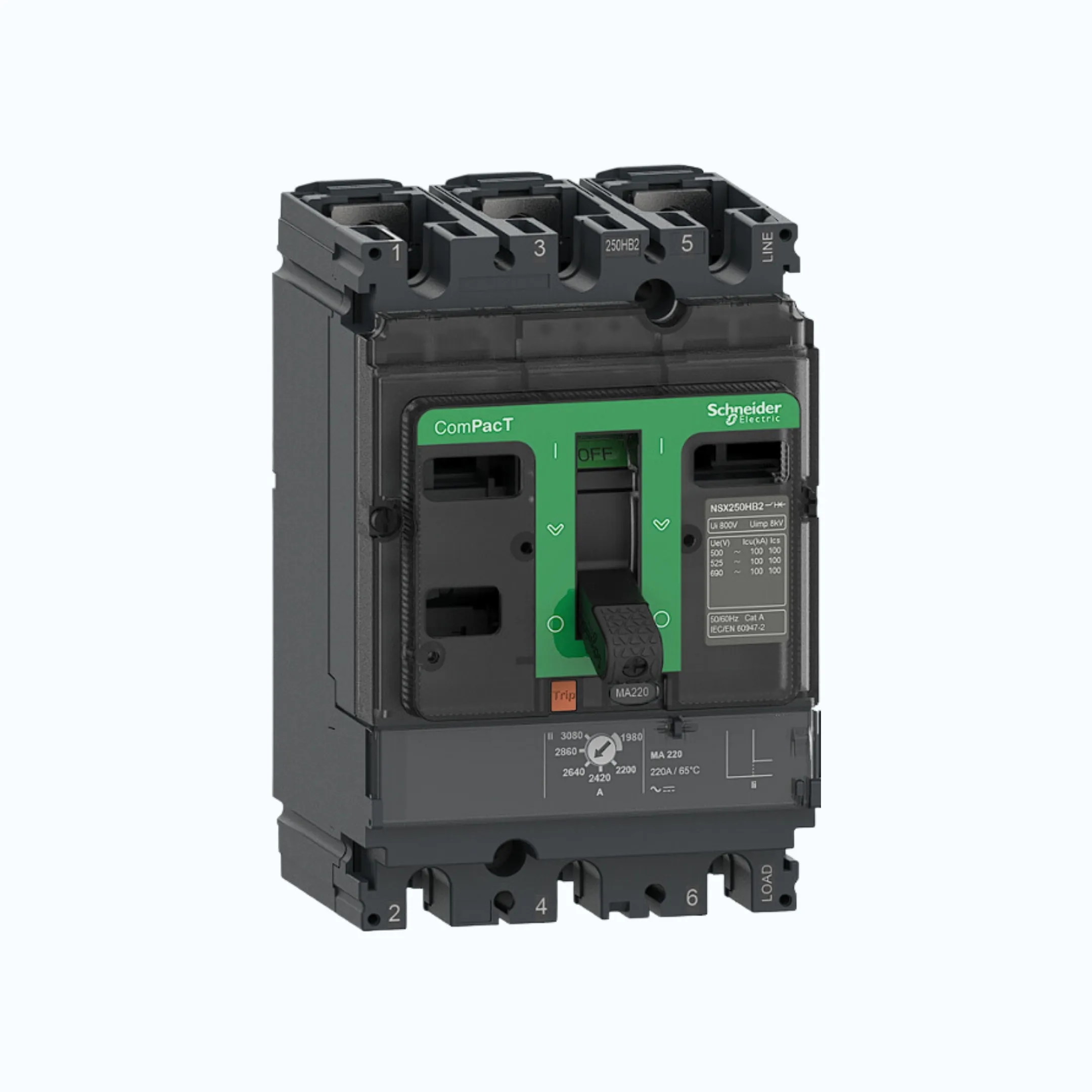 Schneider ComPacT NSX100 - 630A dengan H (70kA), 3P-MA 50A 6-14 x In-C10H3MA050