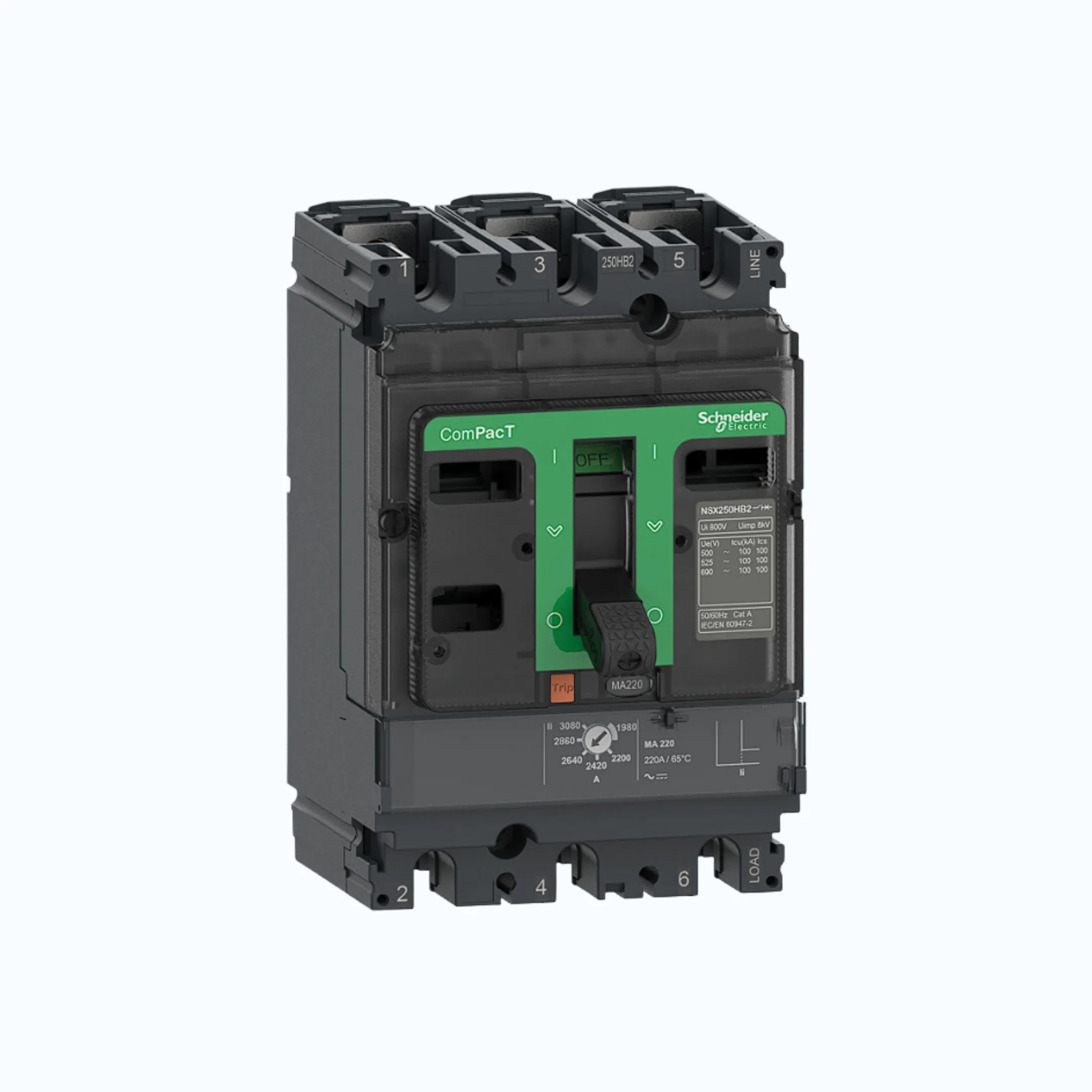 Schneider ComPacT NSX100 - 630A dengan N (50kA), 3P- MA 6.3A 6-14 x In- C10N3MA0
