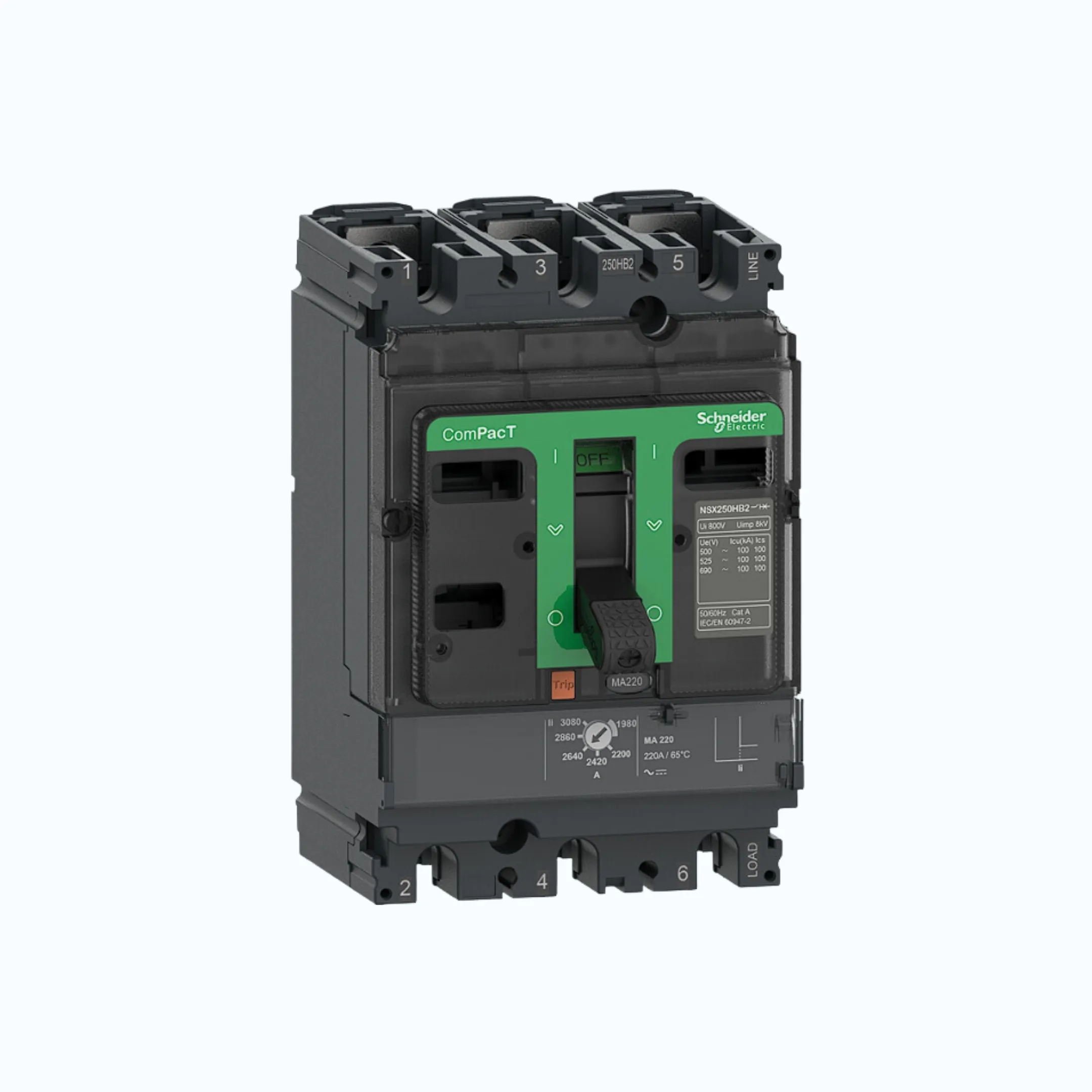 Schneider ComPacT NSX100 - 630A dengan F (36kA), 3P-MA 150A 9-14 x In-C16F3MA150