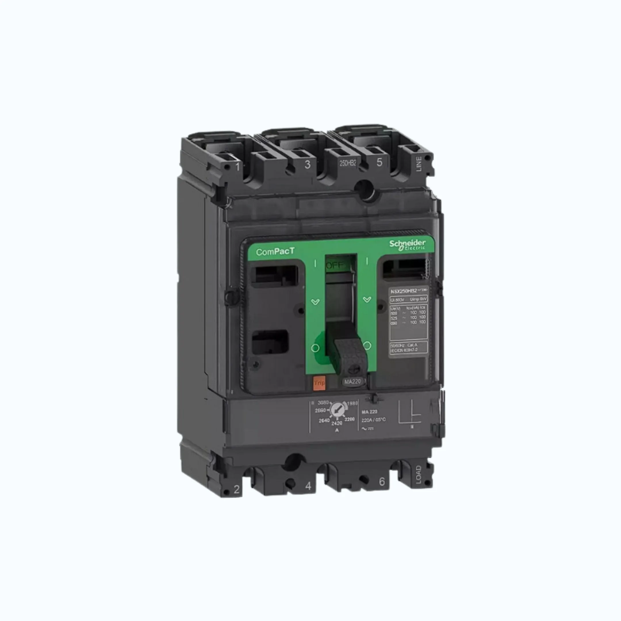 Schneider ComPacT NSX100 - 630A dengan F (36kA), 3P-MA 25A 6-14 x In- C10F3MA025