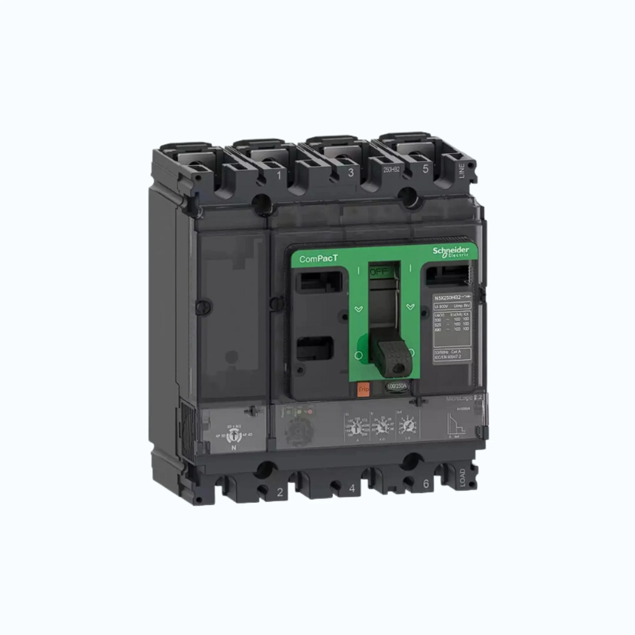 Schneider ComPacT NSX100 - 630A dengan H (70 kA) 4P-MicroLogic 2.2 (250A) 100-25