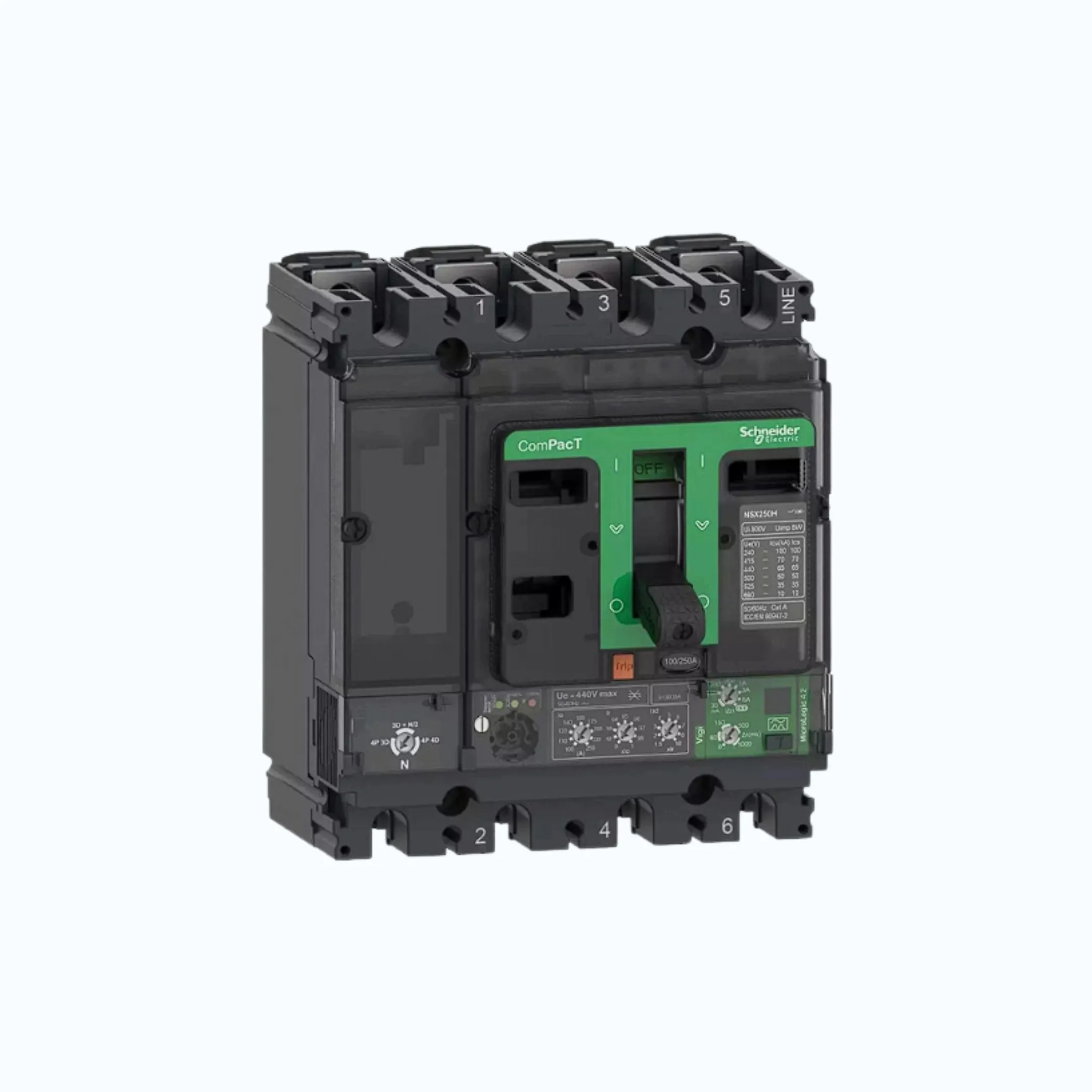 Schneider ComPacT NSX100 - 630A dengan N (50 kA) 4P-MicroLogic 2.3 (630A) 250-63