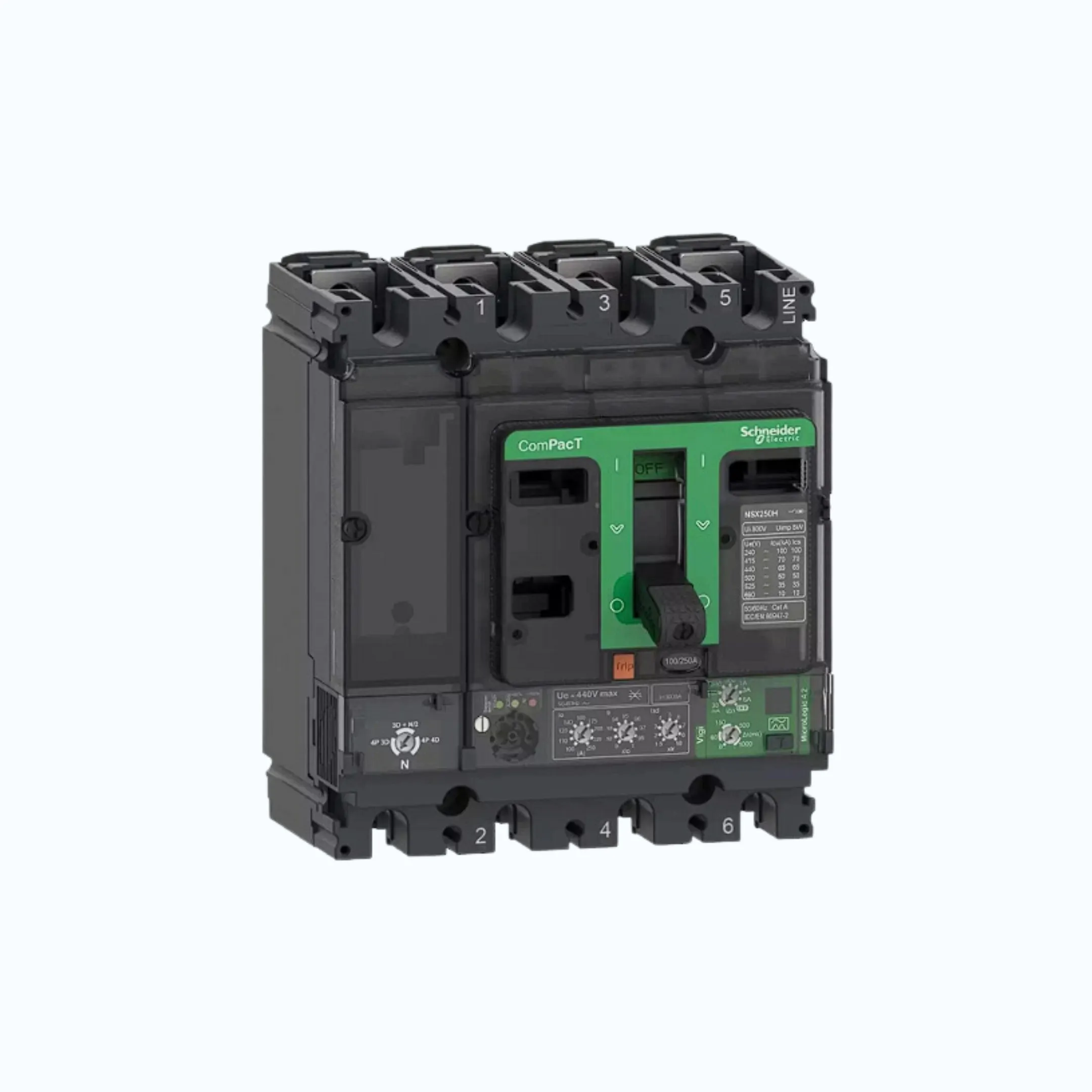 Schneider ComPacT NSX100 - 630A dengan N (50 kA) 4P-MicroLogic 2.2 (250A) 100-25