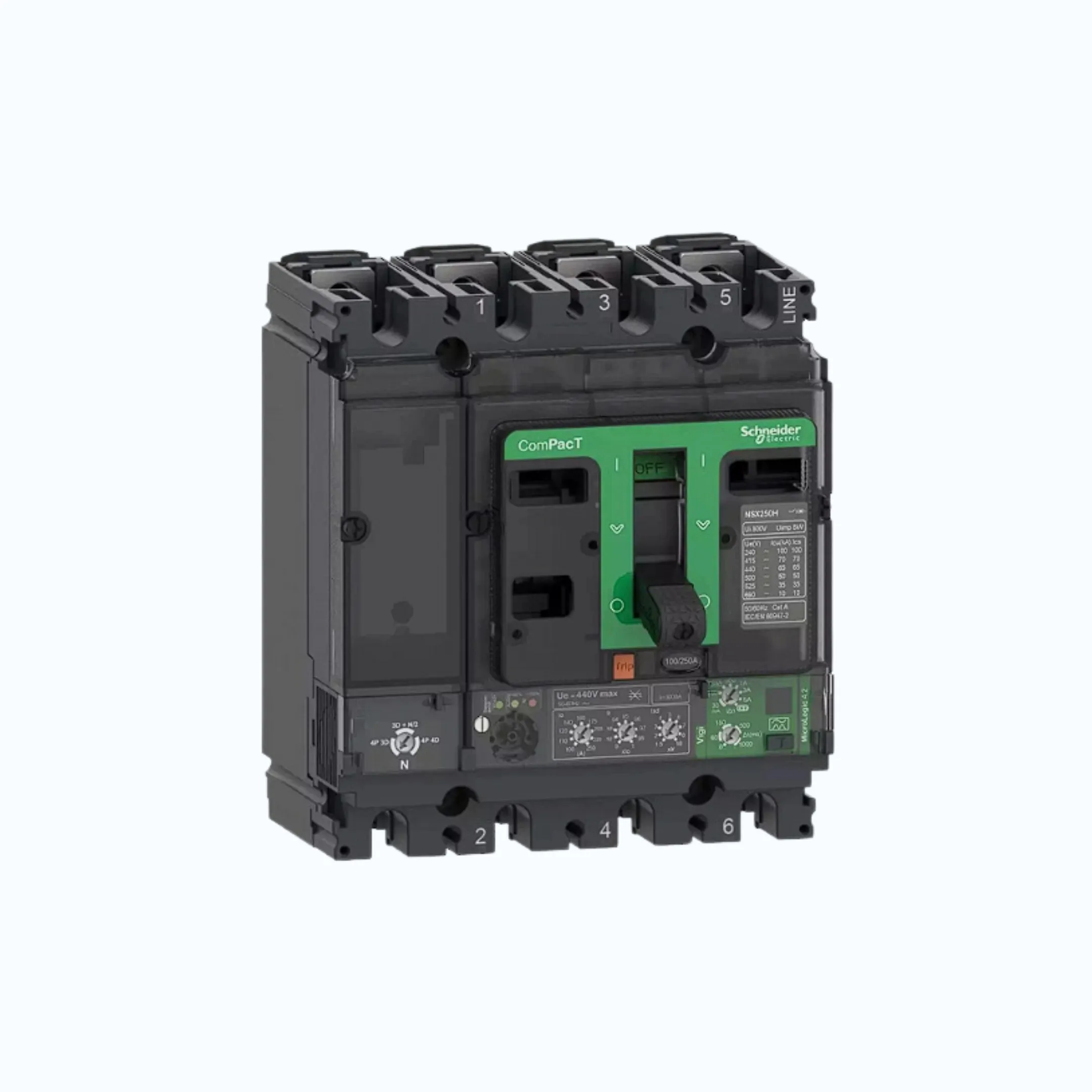 Schneider ComPacT NSX100 - 630A dengan N (50 kA) 4P- MicroLogic 2.2 (160A) 63-16