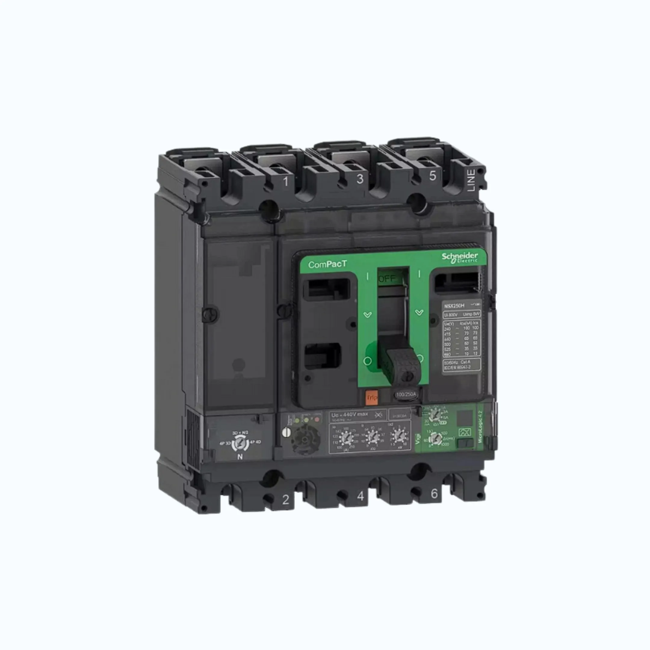 Schneider ComPacT NSX100 - 630A dengan N (50 kA)4P- MicroLogic 2.2 (100A) 40-100