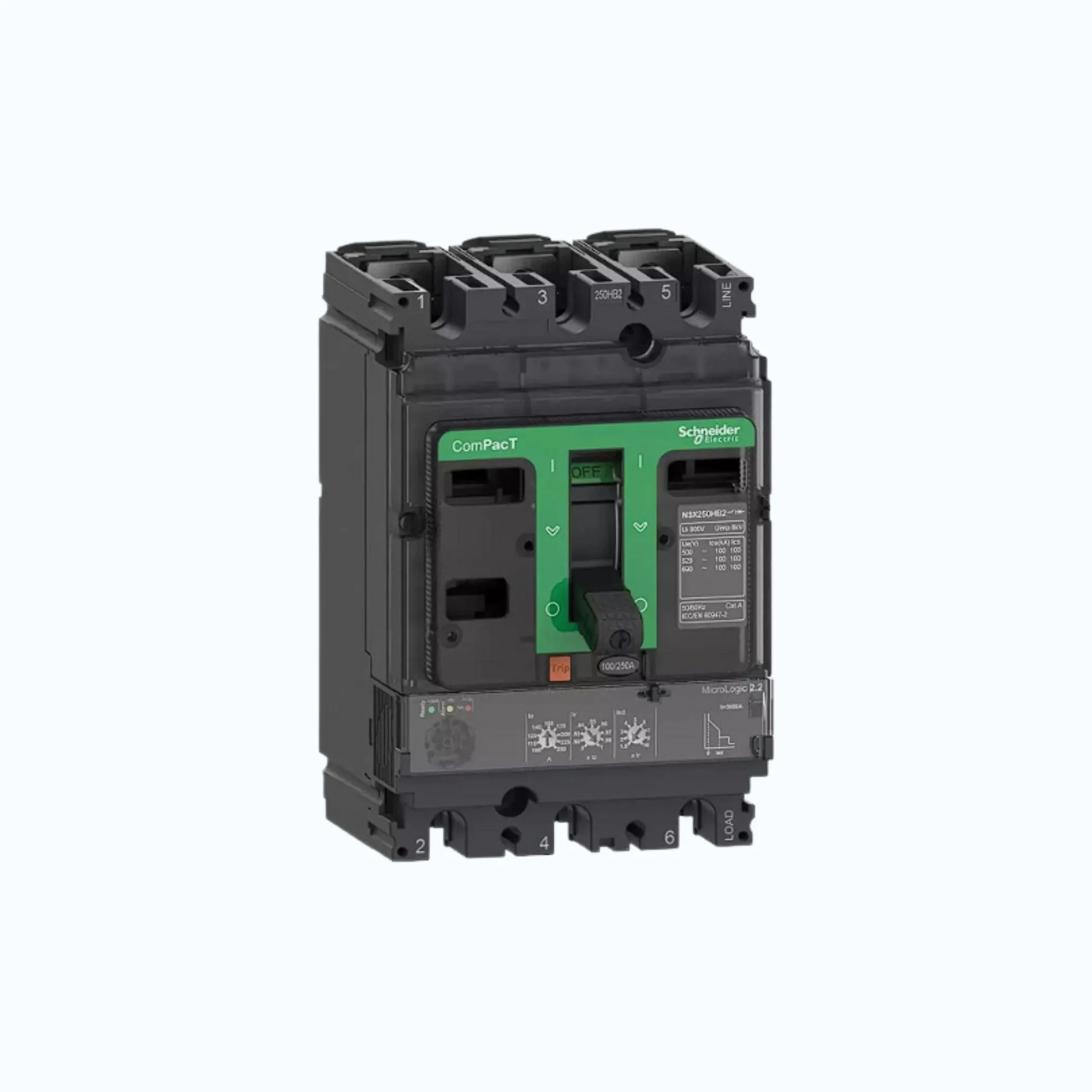 Schneider ComPacT NSX100 - 630A dengan F (36 kA) 3P-MicroLogic 2.2 (250A) 100-25