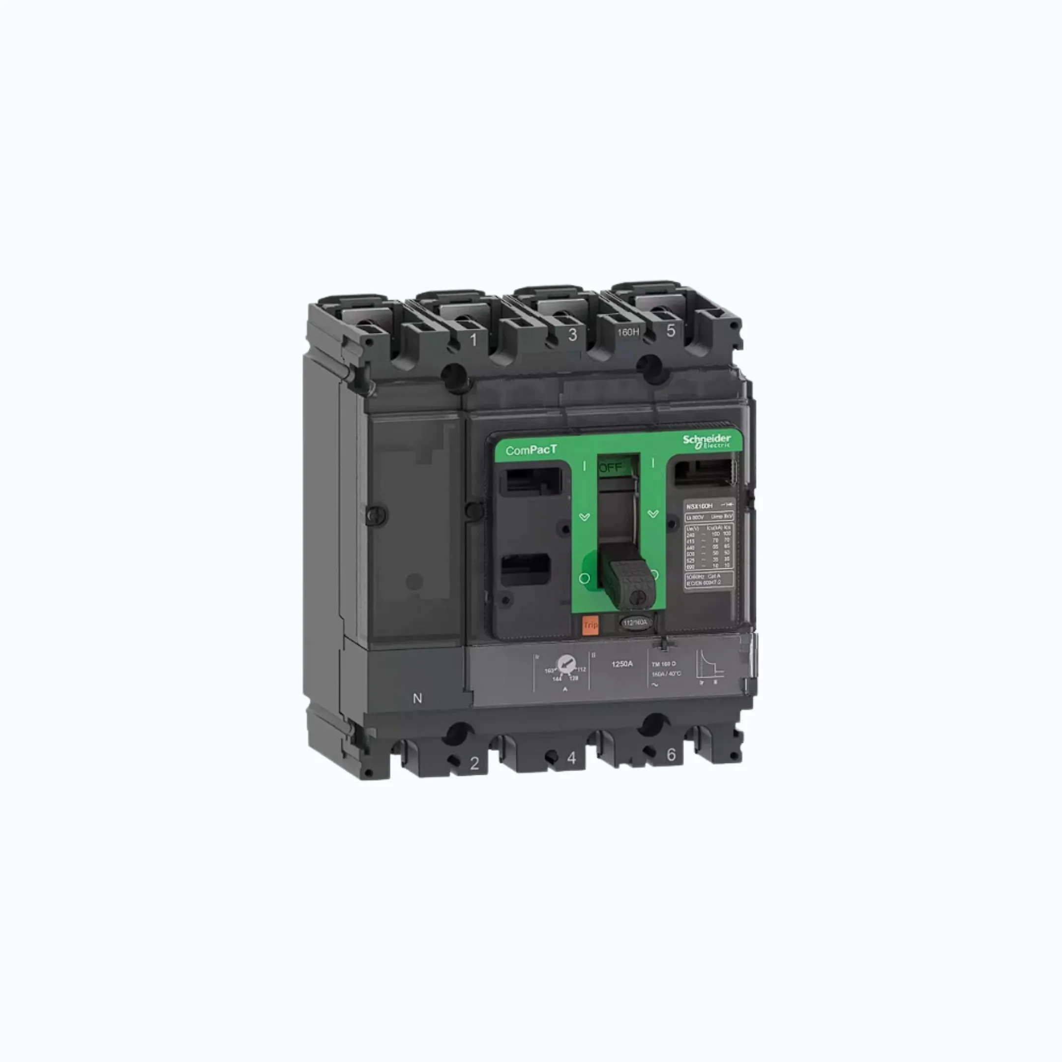 Schneider ComPacT NSX100 - 250A dengan H (70 kA) 4P-TM160D 112-160 1250-C16H6TM1