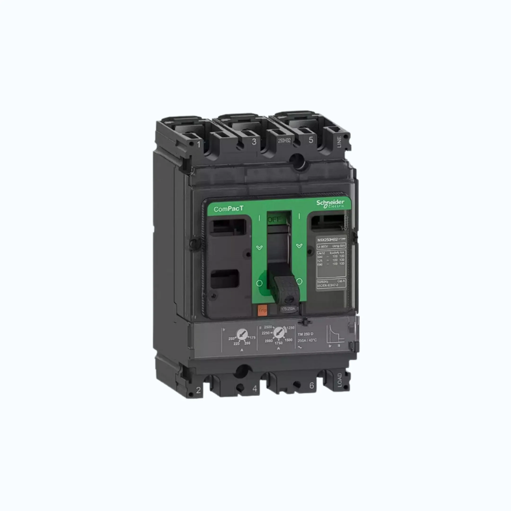 Schneider ComPacT NSX100 - 250A dengan H (70 kA) 3P-TM125D 87.5-125 1250- C16H3T