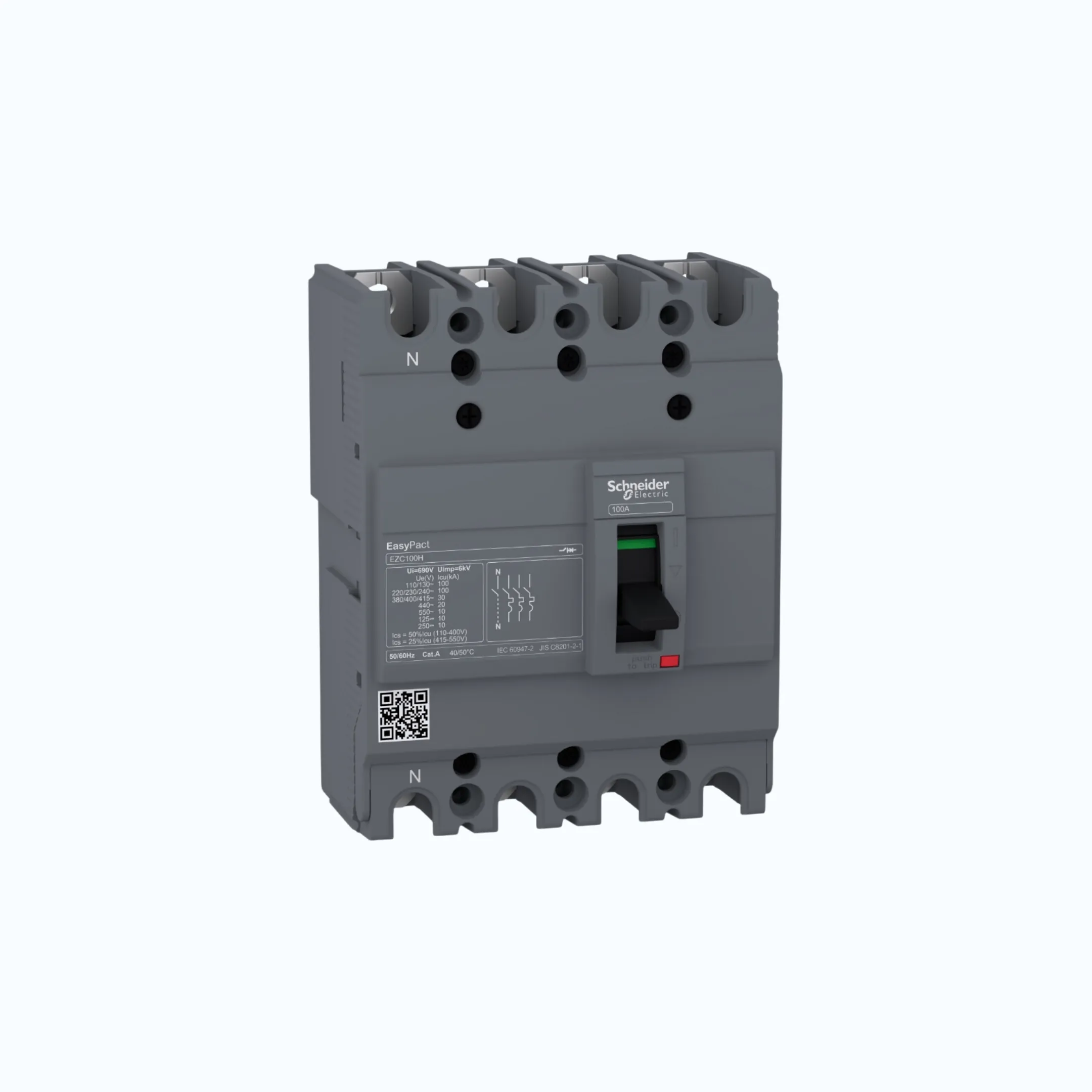 Schneider Easypact EZC100H (30 kA @415V AC / 10 kA @125V DC; 250V DC) 4P-EZC100H