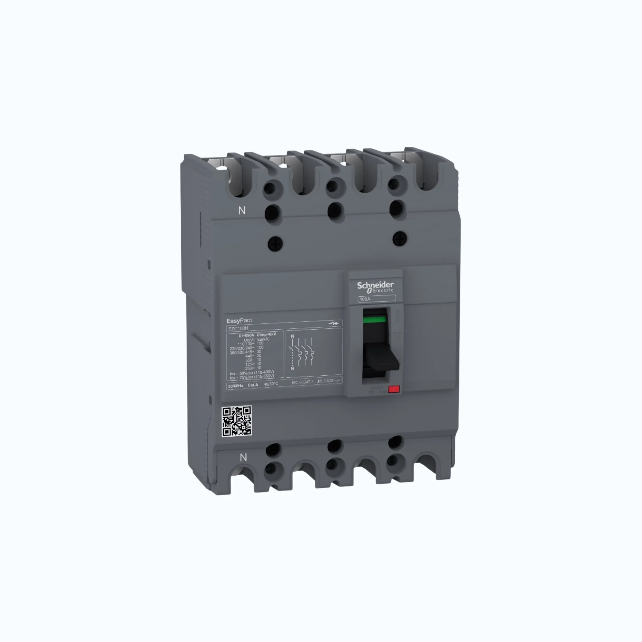 Schneider Easypact EZC100H (30 kA @415V AC / 10 kA @125V DC; 250V DC) 4P-EZC100H