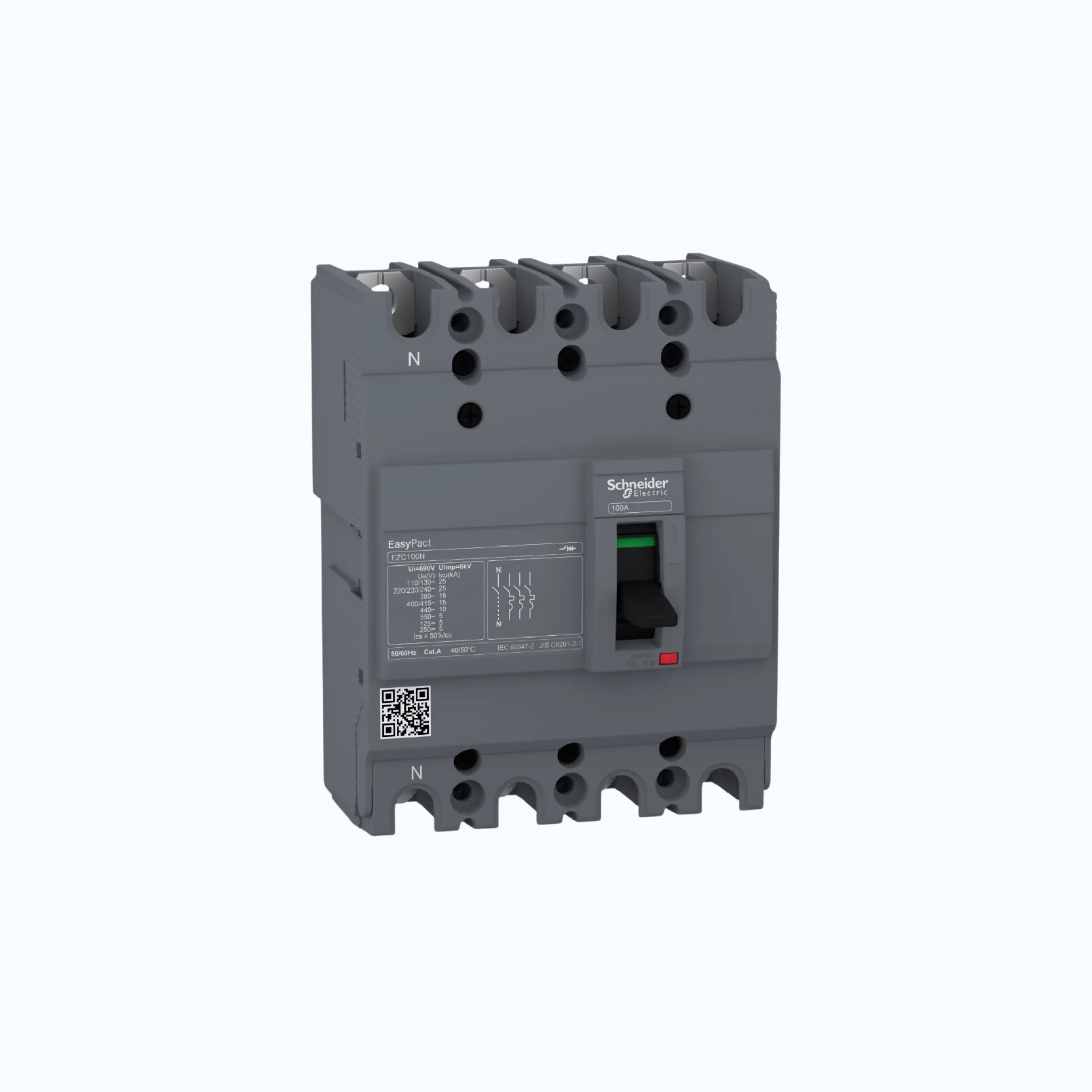 Schneider Easypact EZC100N (18 kA @380V AC / 15 kA @415V AC / 5 kA @125V DC; 250