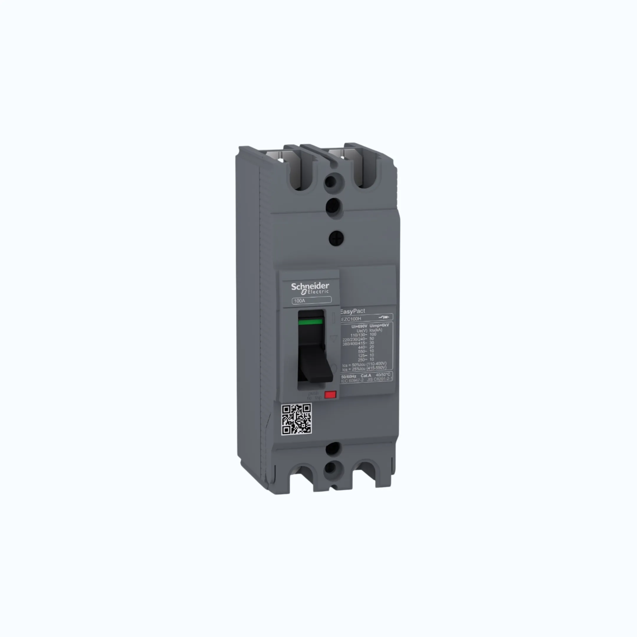 Schneider Easypact EZC100H 1P (25 kA @220/240V AC / 10 kA@125V DC); 2P (100 kA @
