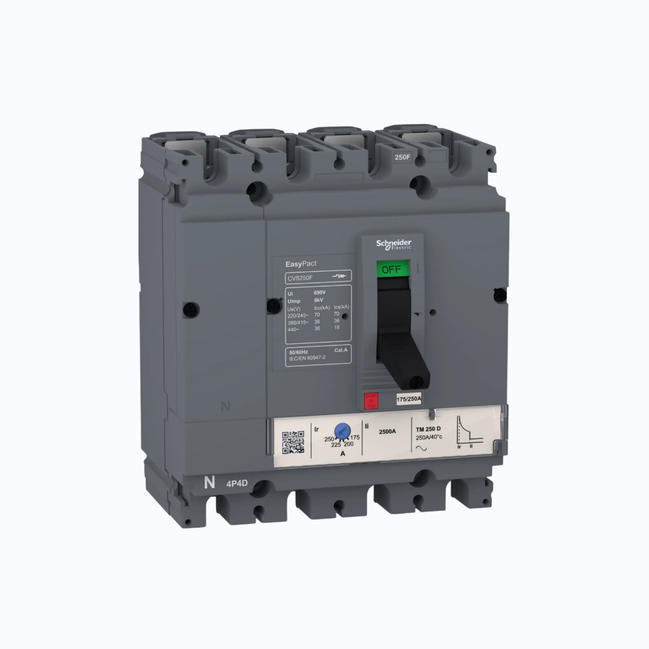 Schneider Easypact CVS100-250 F (36 kA) 4P- TM63D 44.1-63 500- LV510345